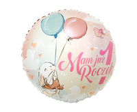 Balon foliowy Mam Już 1 Roczek, 18" (króliczek)