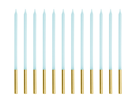 Świeczki urodzinowe gładkie, jasny błękit, 14 cm (1 op. / 12 szt.)