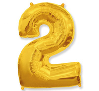 Balon foliowy - "Number 2" złoty, 85 cm
