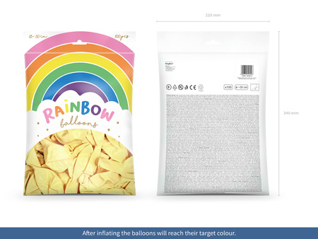 Balony Rainbow 30cm metalizowane, kremowy (1 op. / 100 szt.)