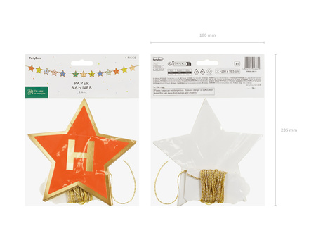 Baner papierowy Happy Birthday, mix, 260x16.5 cm