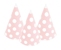 Czapeczki papierowe Groszki, różowe, 6 szt.