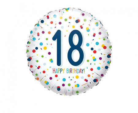 Balon foliowy 18" Confetti Bday 18, zapakowany