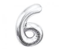 Balon foliowy Cyfra 6, srebrna, 85 cm