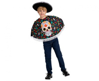 Zestaw dla dzieci Dia de los Muertos ( ponczo, kapelusz), rozm. 120/130 cm