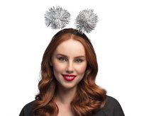 Opaska Tinsel, srebrne pompony