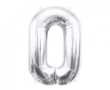 Balon foliowy Cyfra 0, srebrna, 85 cm