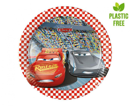 Talerzyki pap. Cars 3, next generation, 20 cm, 8 szt. (plastic-free)