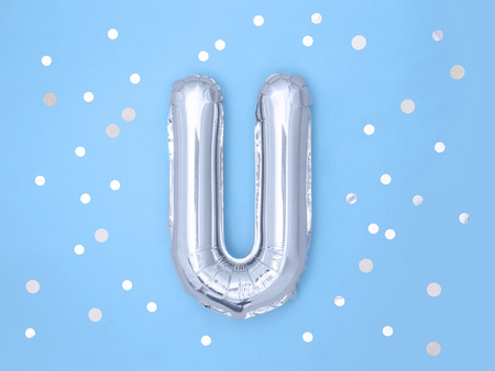 Balon foliowy Litera ''U'', 35cm, srebrny