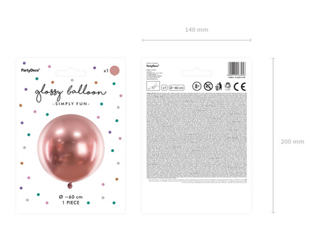 Balon okrągły Glossy 60cm, różowe złoto