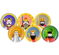 Talerzyki papierowe "Królewska Impreza" 18 cm, 6 szt.