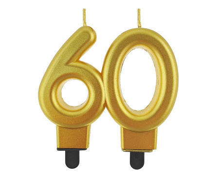 Świeczka cyferka 60, metalik złota, 8.0 cm