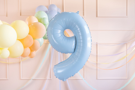 Balon foliowy Cyfra ''9'', 72cm, jasny niebieski