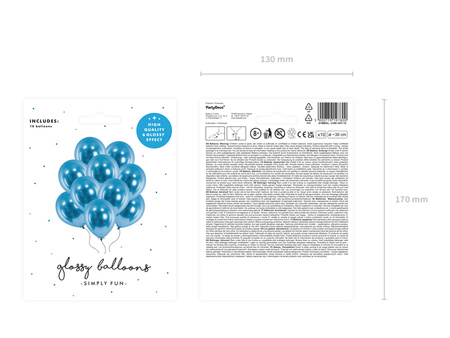 Balony Glossy 30cm, niebieski (1 op. / 10 szt.)