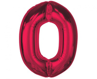 Balon foliowy Smart, cyfra 0, czerwona, 92 cm