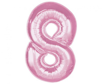 Balon foliowy Smart, cyfra 8, j. różowa, 92 cm