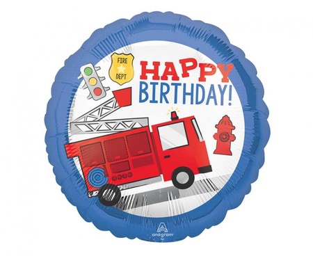Balon foliowy 18" Happy Birthday - First Responder, zapakowany