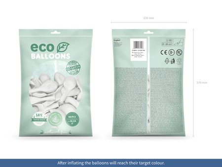 Balony Eco 26cm pastelowe, biały (1 op. / 100 szt.)