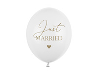 Balony 30cm, Just Married, P. Pure White (1 op. / 6 szt.)