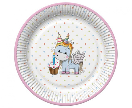 Talerzyki papierowe Sweet Unicorn with Pastel Dot, 18 cm,  8 szt.