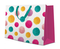 Torebka prezentowa Colorful Pompoms 33,5x26,5x13 cm