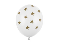 Balony 30cm, Gwiazdki, Pastel Pure White (1 op. / 6 szt.)