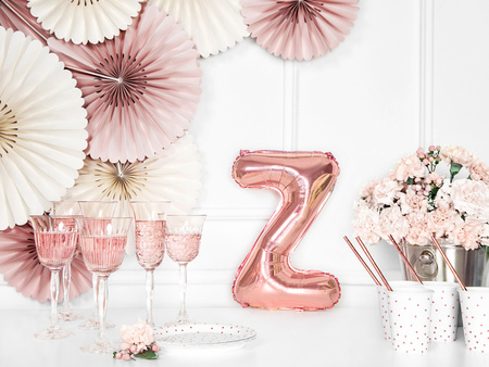 Balon foliowy Litera ''Z'', 35cm, różowe złoto