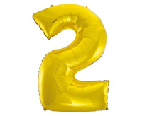 Balon foliowy Cyfra 2, złota, 92 cm