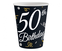 Kubeczki papierowe 50 Birthday, 250 ml/ 6 szt.
