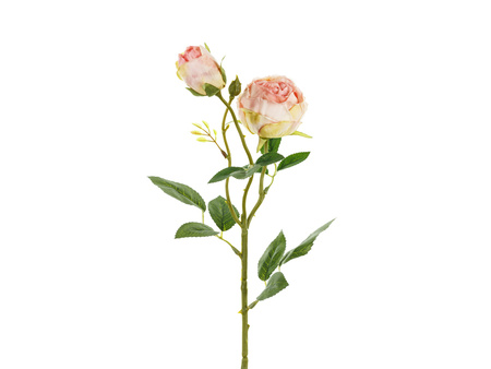 Sztuczny Kwiat - Róża z dwoma pąkami, 55 cm, jasny pudrowy róż