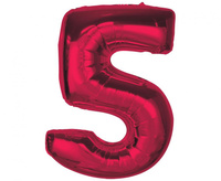 Balon foliowy Smart, cyfra 5, czerwona, 92 cm
