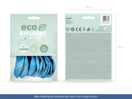 Balony Eco 30cm metalizowane, jasny niebieski (1 op. / 10 szt.)