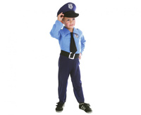 Zestaw dla dzieci Niebieski Policjant (czapka, koszula z krawatem, spodnie, pasek), rozm. 92/104 cm