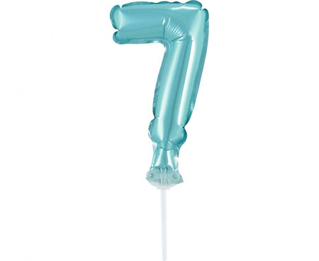 Balon foliowy 13 cm na patyczku "Cyfra 7", błękitna