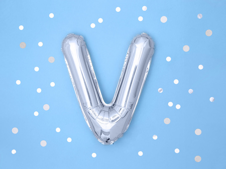 Balon foliowy Litera ''V'', 35cm, srebrny