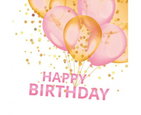 Serwetki papierowe Gold&Pink Balloons Happy B-day, 33 x 33 cm,  20 szt.