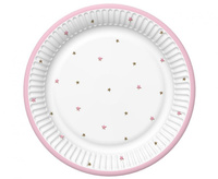 Talerzyki papierowe Baby Shower Pink, 18 cm,  8 szt.
