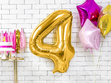 Balon foliowy Cyfra ''4'', 86cm, złoty