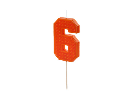 Świeczka urodzinowa Cyferka 6, 6 cm, czerwony