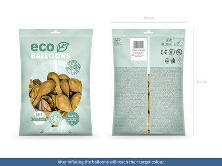 Balony Eco 26cm metalizowane, złoty (1 op. / 100 szt.)