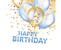 Serwetki papierowe Gold&Blue Balloons Happy B-day, 33 x 33 cm, 20 szt.