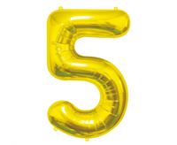Balon foliowy Cyfra 5, złota, 85 cm