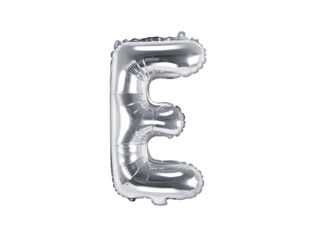 Balon foliowy Litera ''E'', 35cm, srebrny