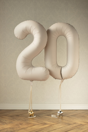 Balon foliowy Cyfra '0', 86cm, jasny beż