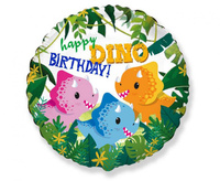 Balon foliowy 18" - Happy Birthday - Dino, pakowany