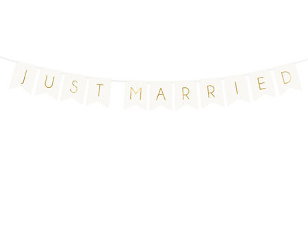 Baner Just Married, biały, 15 x 155 cm