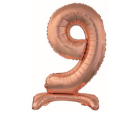 Balon foliowy Cyfra stojąca 9, różowo-złota, 74 cm