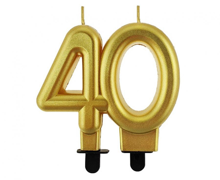 Świeczka cyferka 40, metalik złota, 8.0 cm
