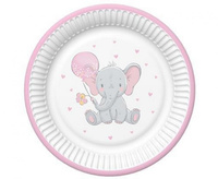 Talerzyki Baby Elephant with Pink Ballon, 8 szt.