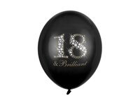 Balony 30cm, 18 & Brilliant, Pastel Black (1 op. / 6 szt.)